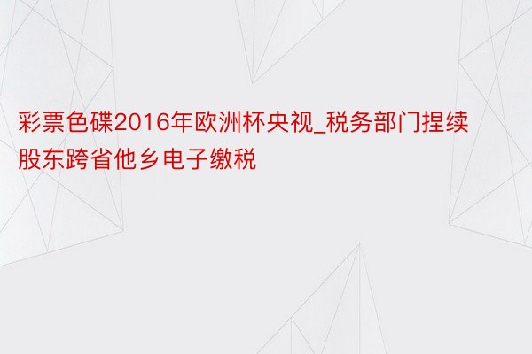 彩票色碟2016年欧洲杯央视_税务部门捏续股东跨省他乡电子缴税