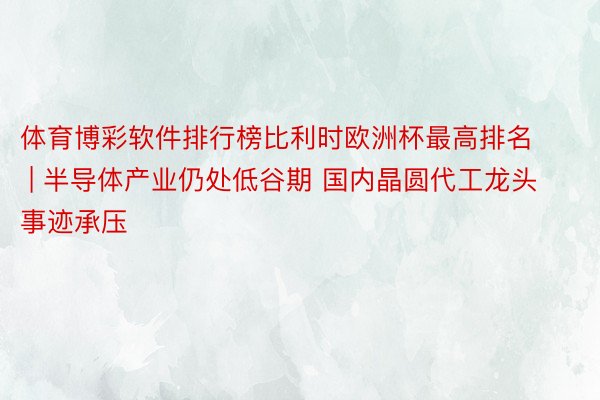 体育博彩软件排行榜比利时欧洲杯最高排名 | 半导体产业仍处低谷期 国内晶圆代工龙头事迹承压