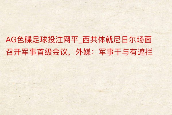 AG色碟足球投注网平_西共体就尼日尔场面召开军事首级会议，外媒：军事干与有遮拦