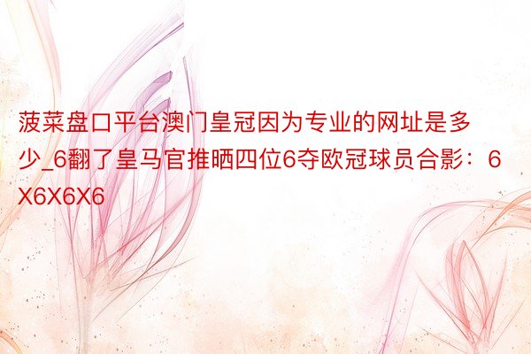 菠菜盘口平台澳门皇冠因为专业的网址是多少_6翻了皇马官推晒四位6夺欧冠球员合影：6X6X6X6